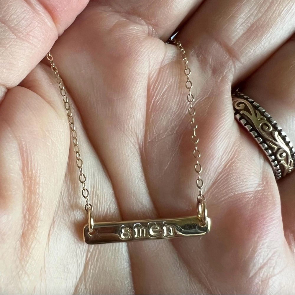 14KT Gold Solid Bar Necklace